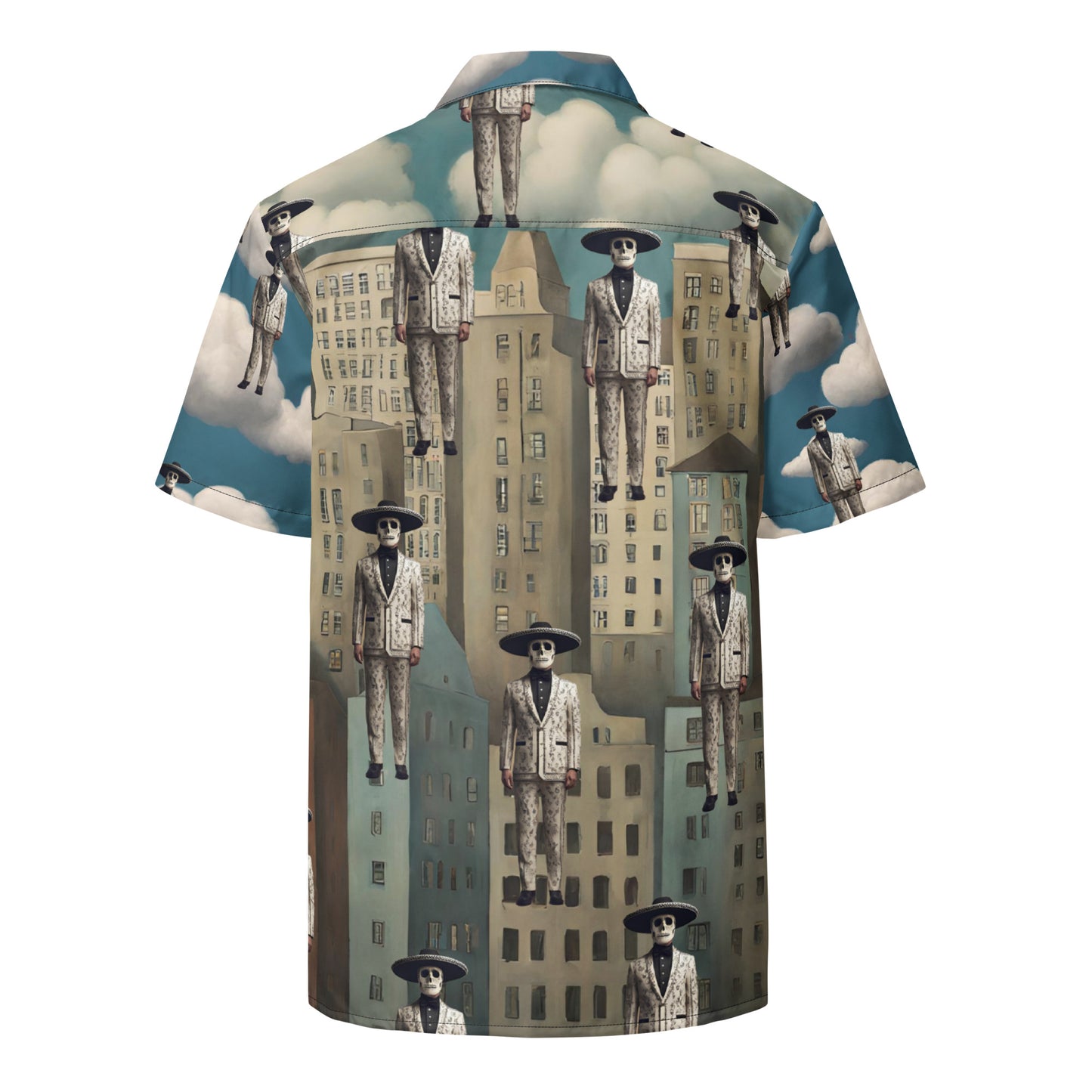 Unisex button shirt Mariachi Catrines in Magritte’s Metropolis