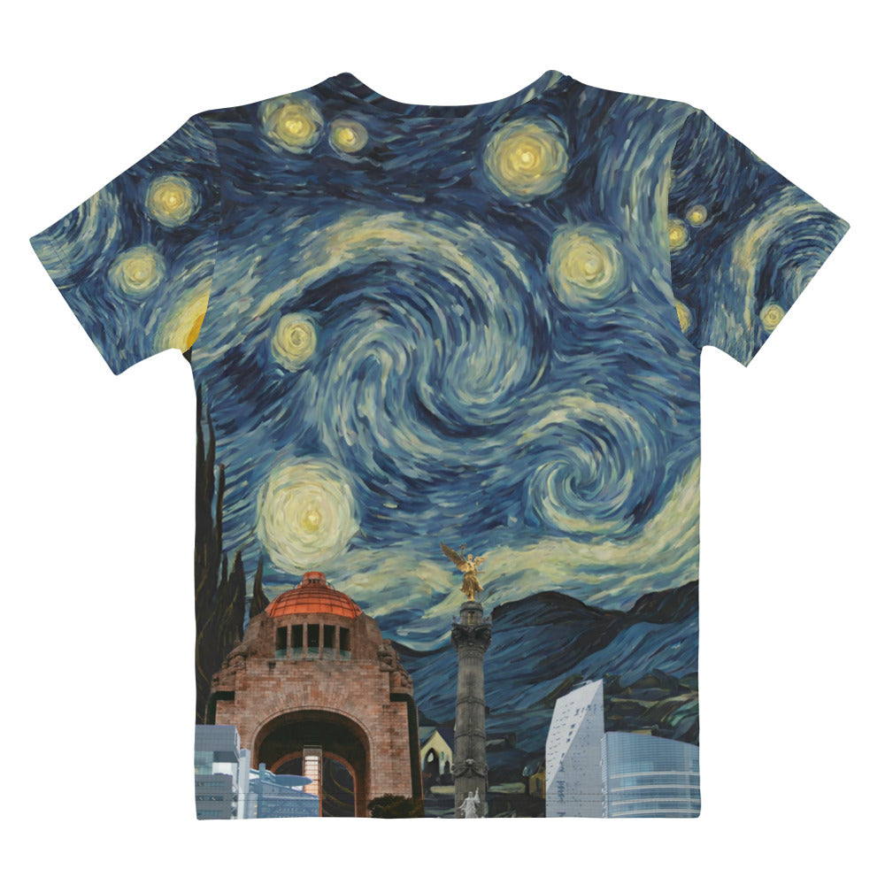 Women's T-shirt full covered Ciudad de Mexico with a Starry Night