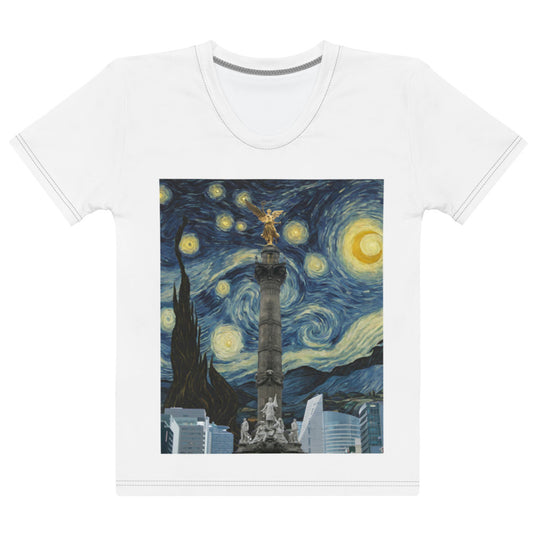 Women's T-shirt Angel de la Independencia with a Starry Night