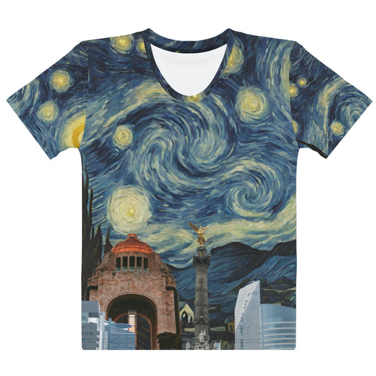 Women's T-shirt full covered Ciudad de Mexico with a Starry Night