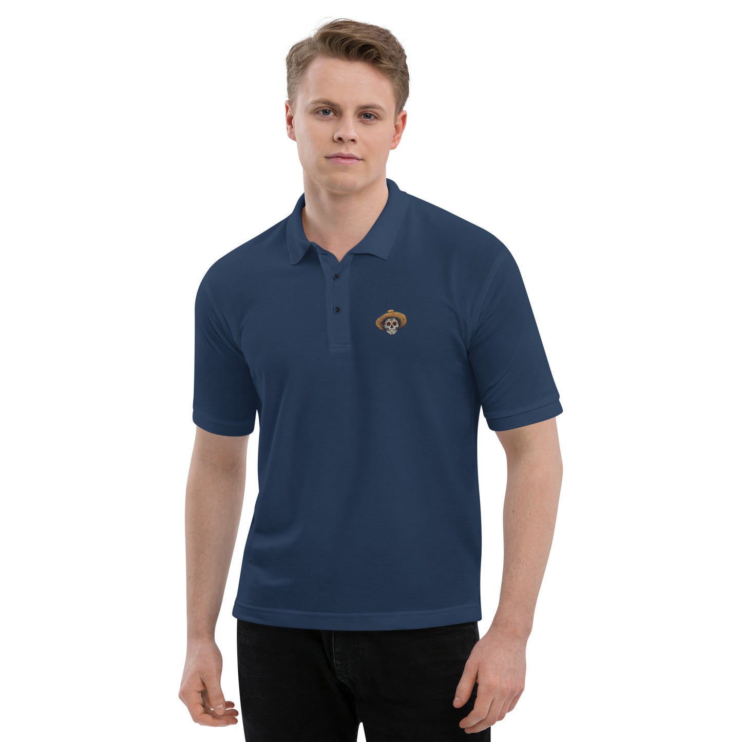 Men's Premium Polo. Vincent Van Gogh's Self-Portrait in Death's Day.